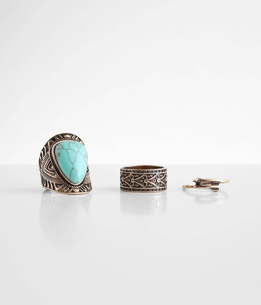 BKE 3 Pack Embossed Stone Ring Set
