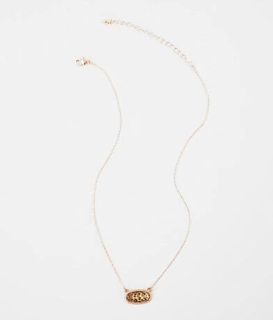 BKE Dainty Leopard Bar Necklace misc detail 1 view