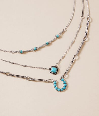 Sterling & Stitch 3 Pack Western Necklace Set front view
