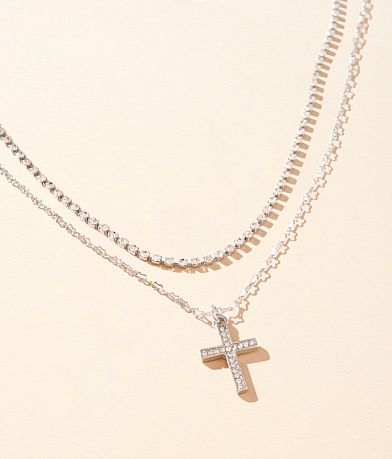 boutique by BKE 2 Pack Cross Necklace Set front view