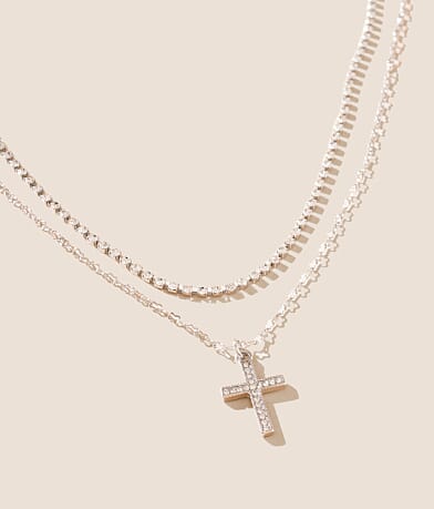 boutique by BKE 2 Pack Cross Necklace Set front view