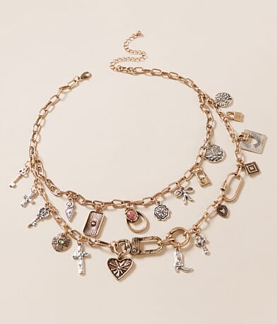 BKE Tiered Charm Necklace front view