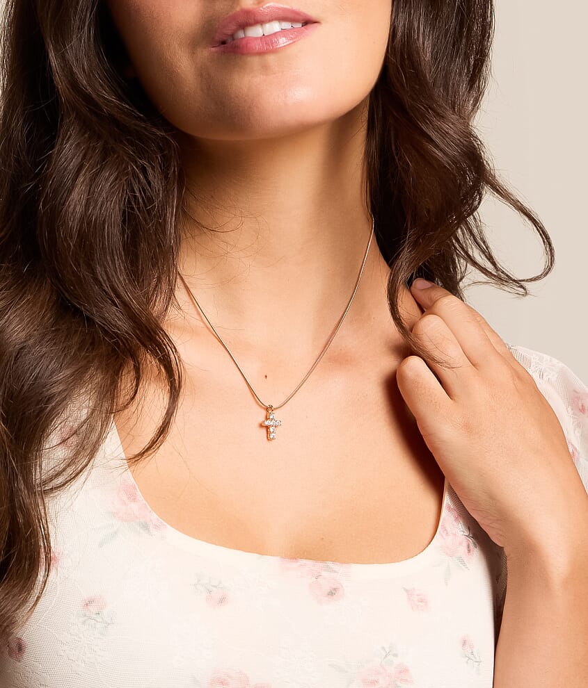 Dainty Glitz Cross Necklace - thumbnail 3