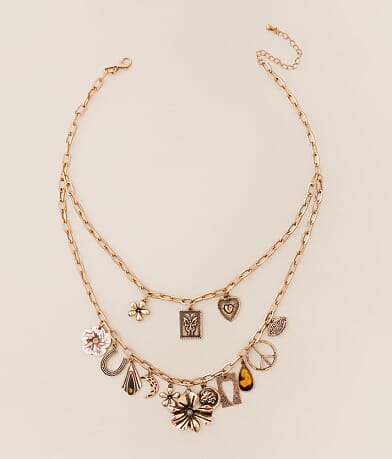 BKE Statement Charm Tiered Necklace front view