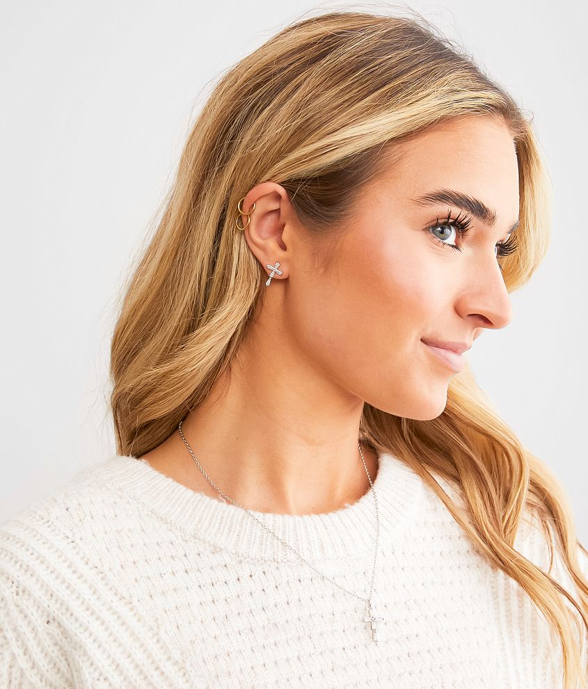 Dainty Cross Earring & Necklace Set