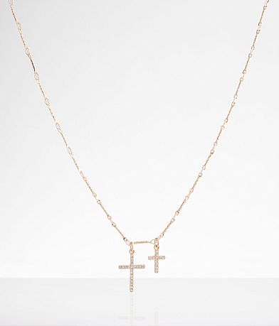 boutique by BKE Double Cross Pendant Necklace front view