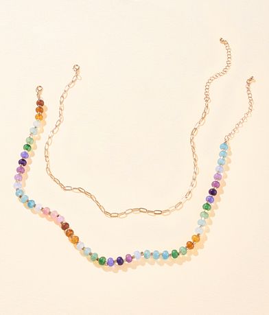 boutique by BKE 2 Pack Beaded Necklace Set front view