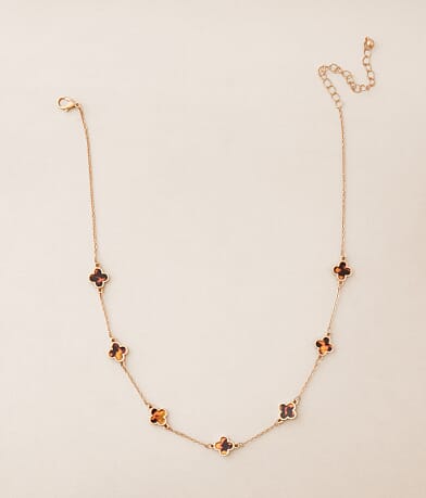 BKE Tort Clover Necklace front view