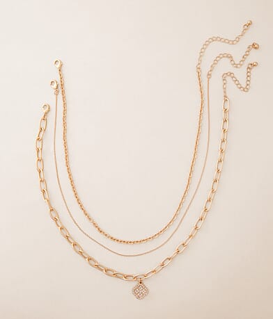 BKE 3 Pack Clover Necklace Set front view