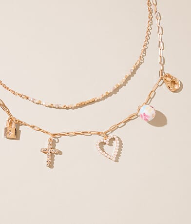 boutique by BKE Tiered Charm Necklace front view