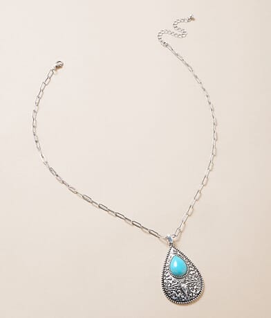 Sterling & Stitch Turquoise Teardrop Necklace front view