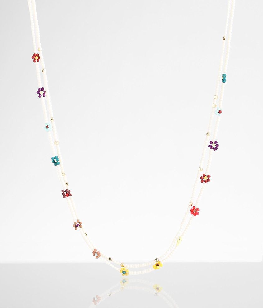 boutique by BKE Flower Beaded Necklace front view