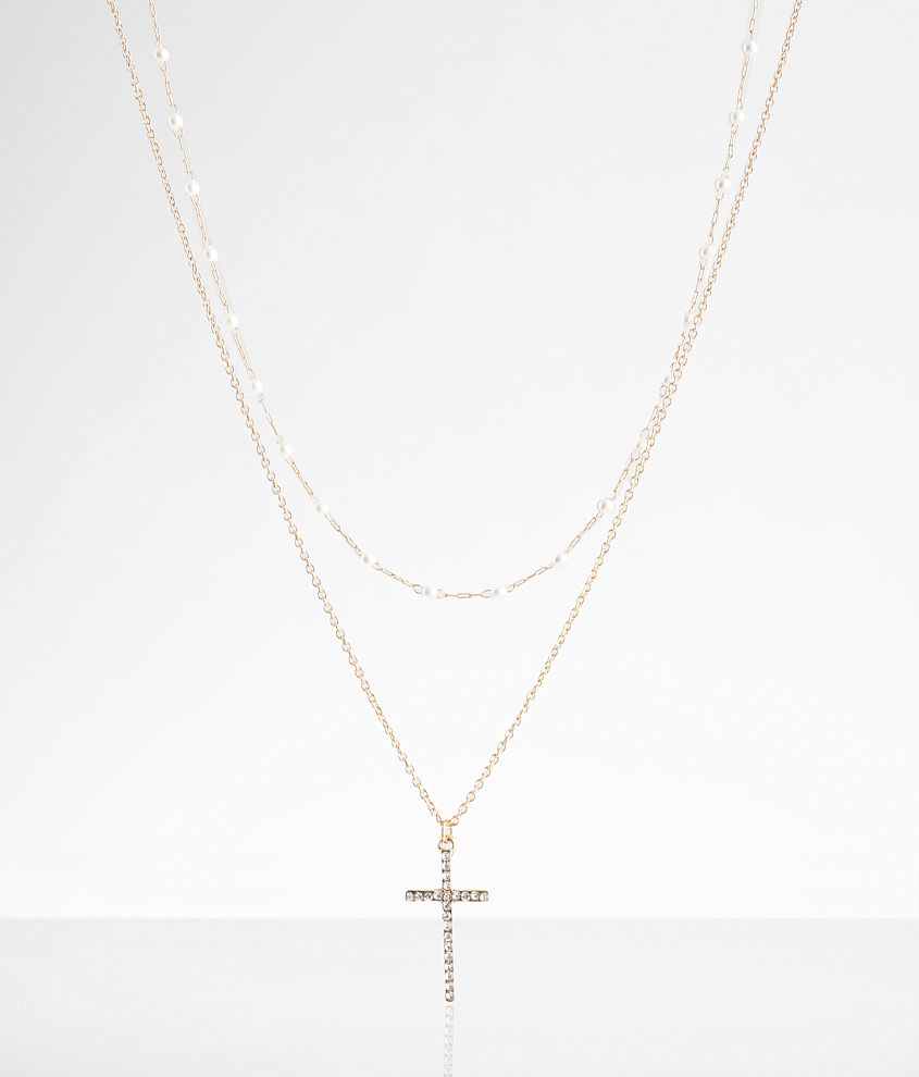 boutique by BKE 2 Pack Cross Necklace Set front view