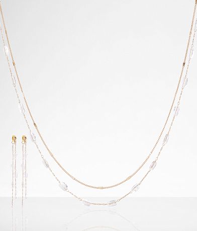 boutique by BKE Glitz Earring & Necklace Set front view