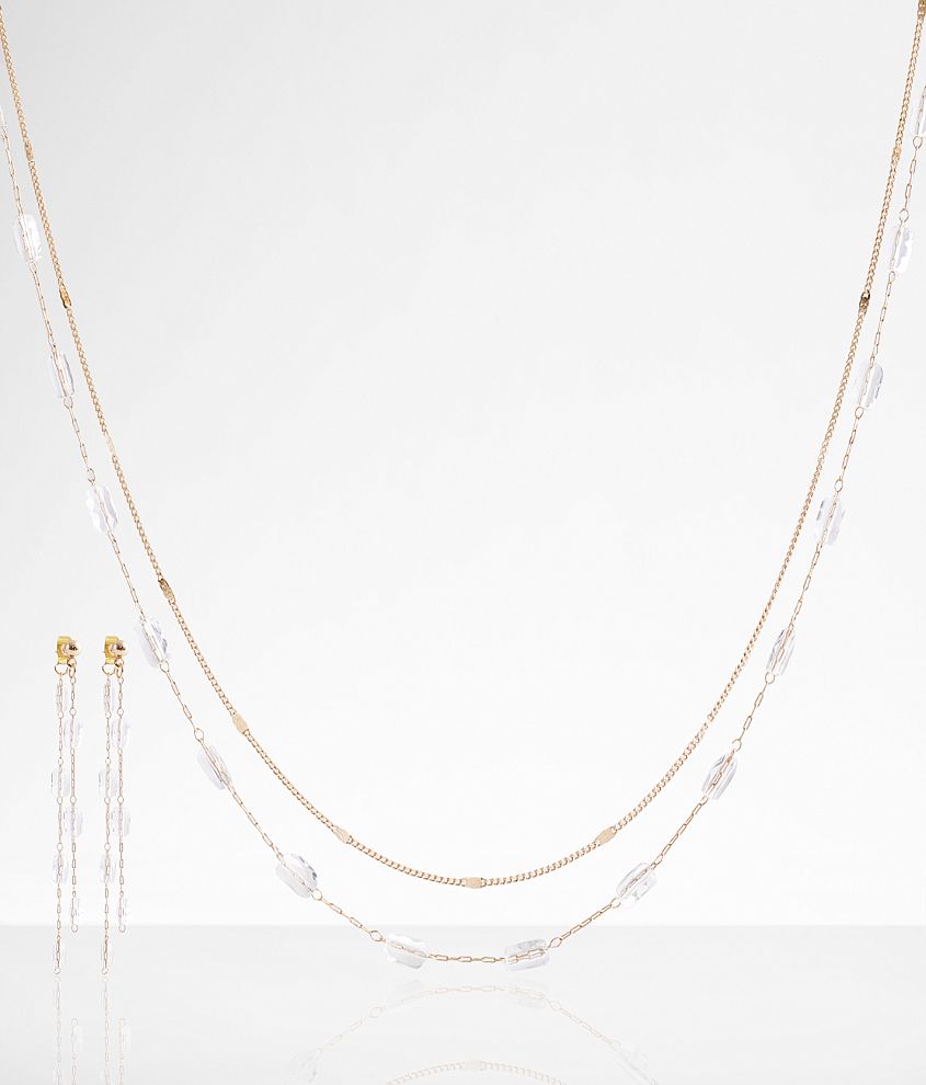 boutique by BKE Glitz Earring & Necklace Set
