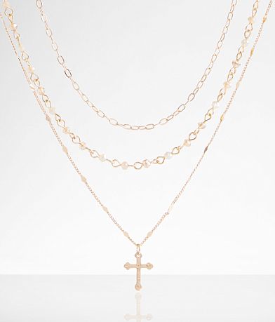 boutique by BKE 3 Pack Cross Necklace Set front view