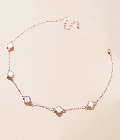 boutique by BKE Mother Of Pearl Clover Necklace front view