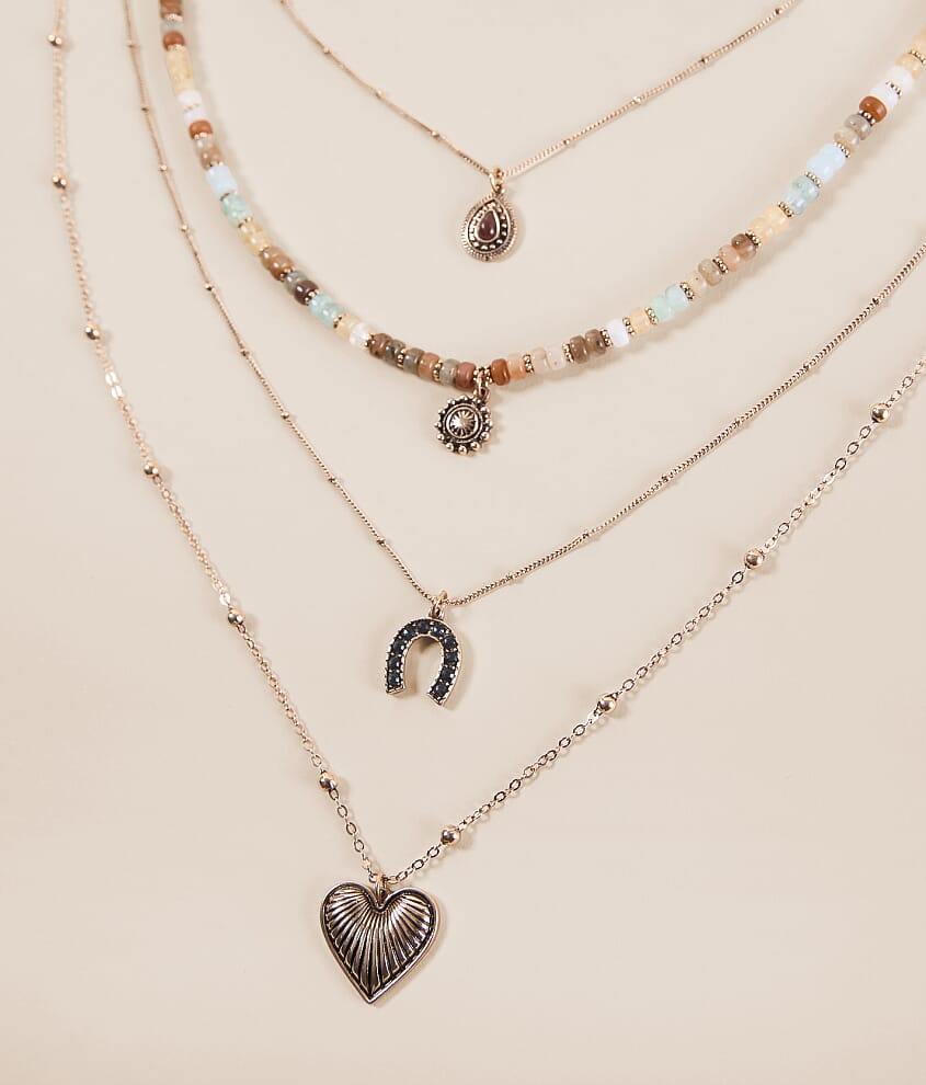 4 Pack Multi Charm Necklace Set