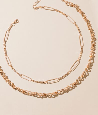 boutique by BKE 2 Pack Mixed Chain Necklace Set front view