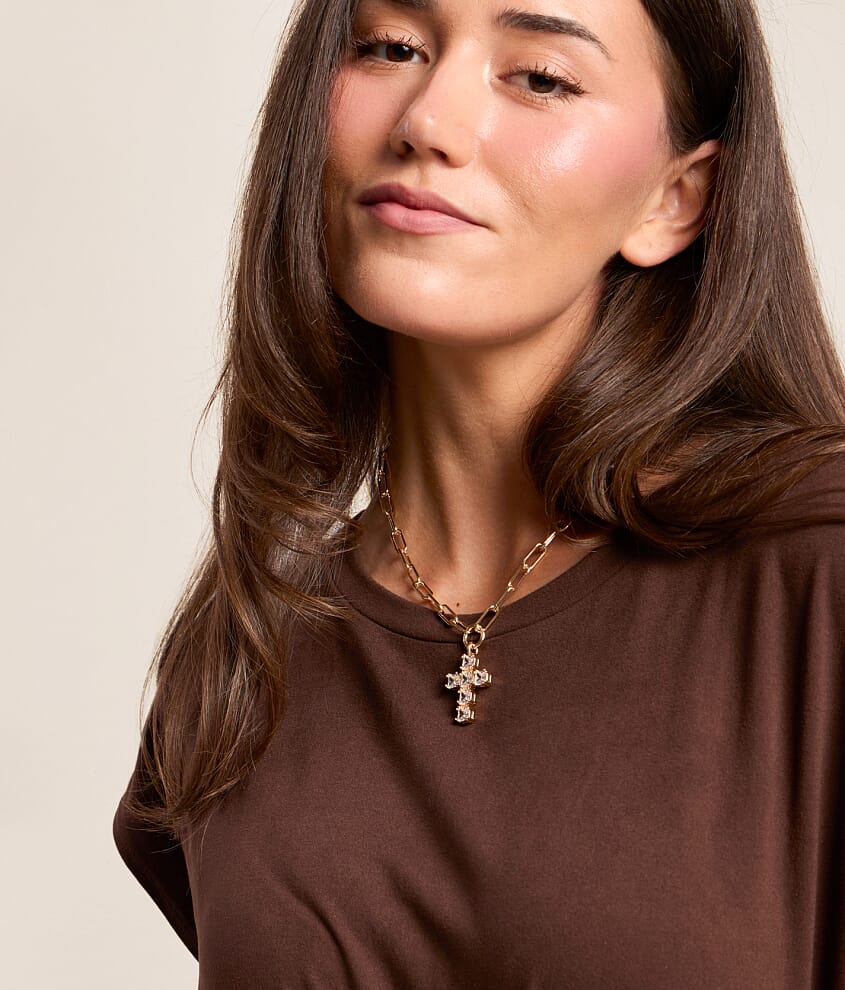 Statement Glitz Cross Necklace