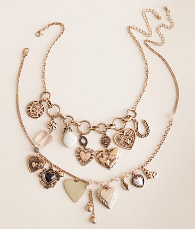 BKE 2 Pack Statement Charm Necklace Set front view