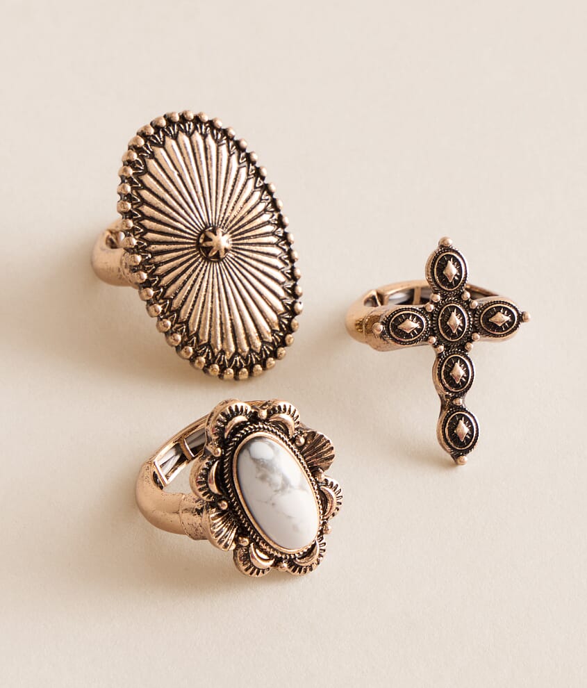 3 Pack Western Statement Ring Set