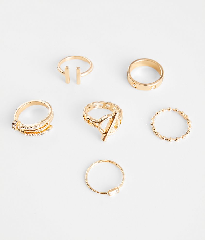 boutique by BKE 6 Pack Dainty Ring Set front view