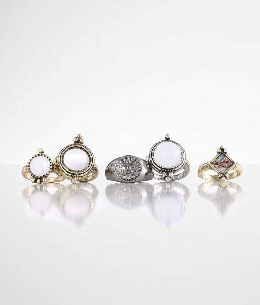 BKE Burnished Mixed Metal 5 Pack Ring Set front view