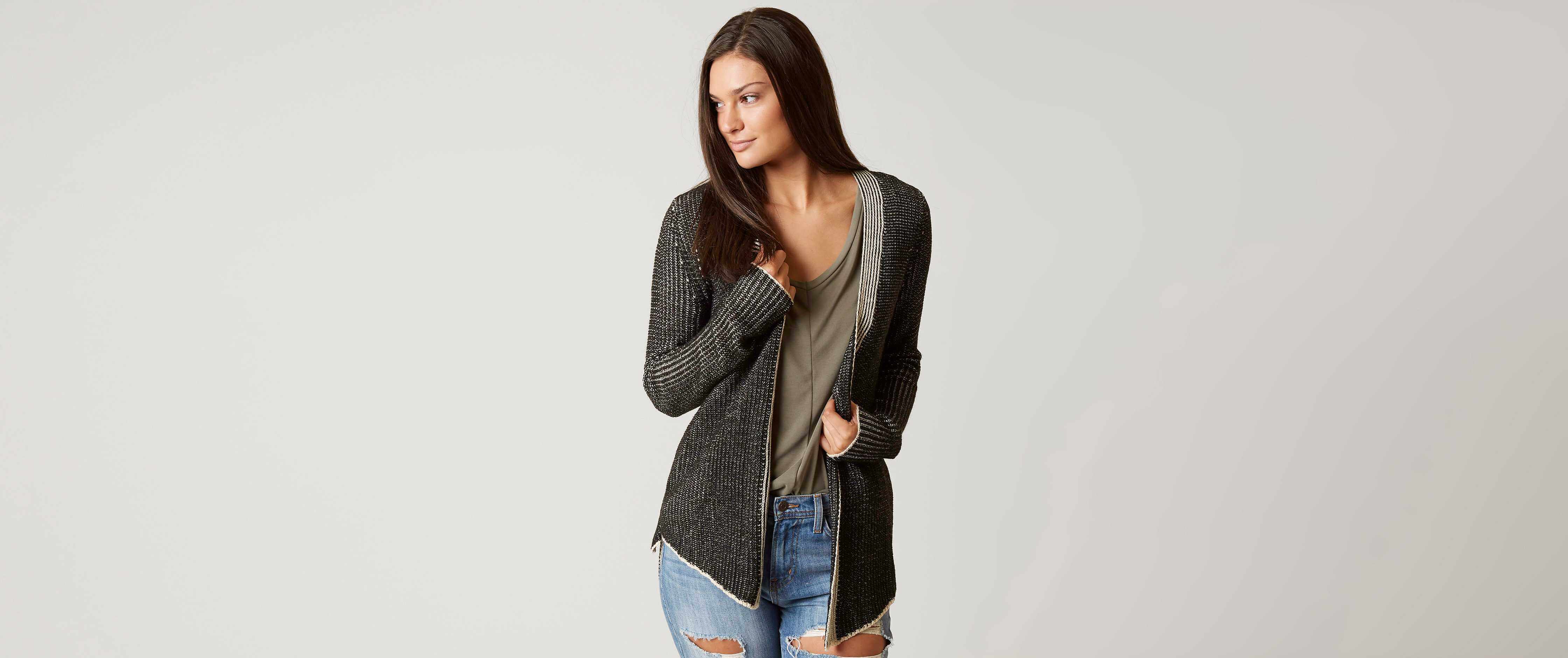 BKE Flyaway Cardigan Sweater Clothing in Black Buckle