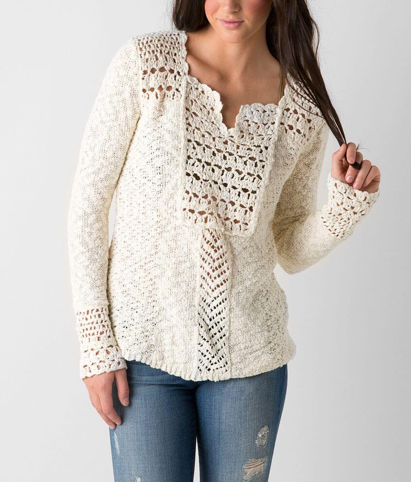 red by BKE Open Weave Sweater Women's Sweaters in Cream Buckle