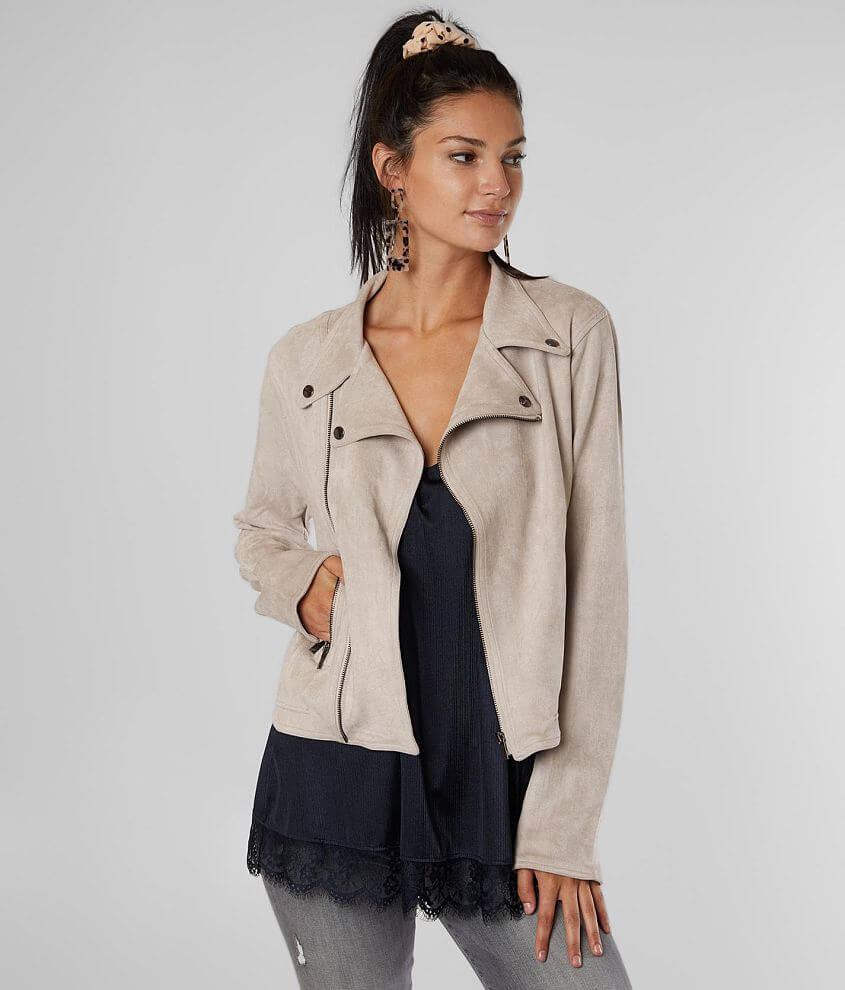 Beige faux suede clearance jacket