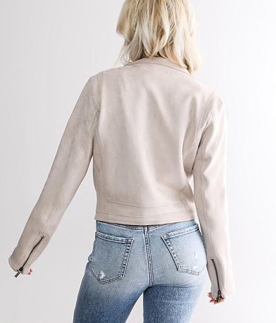 Shinestar Faux Suede Moto Jacket BACK