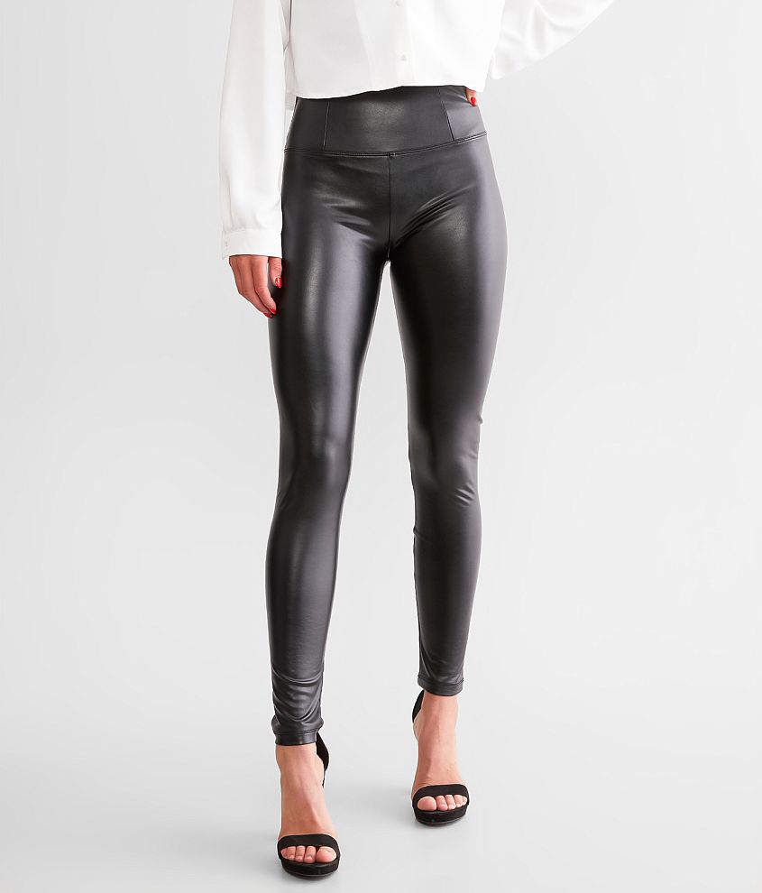 Ellie High Waisted Faux Leather Trousers in Black