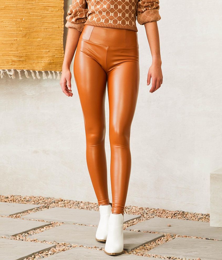 Tan Faux Leather Jeggings