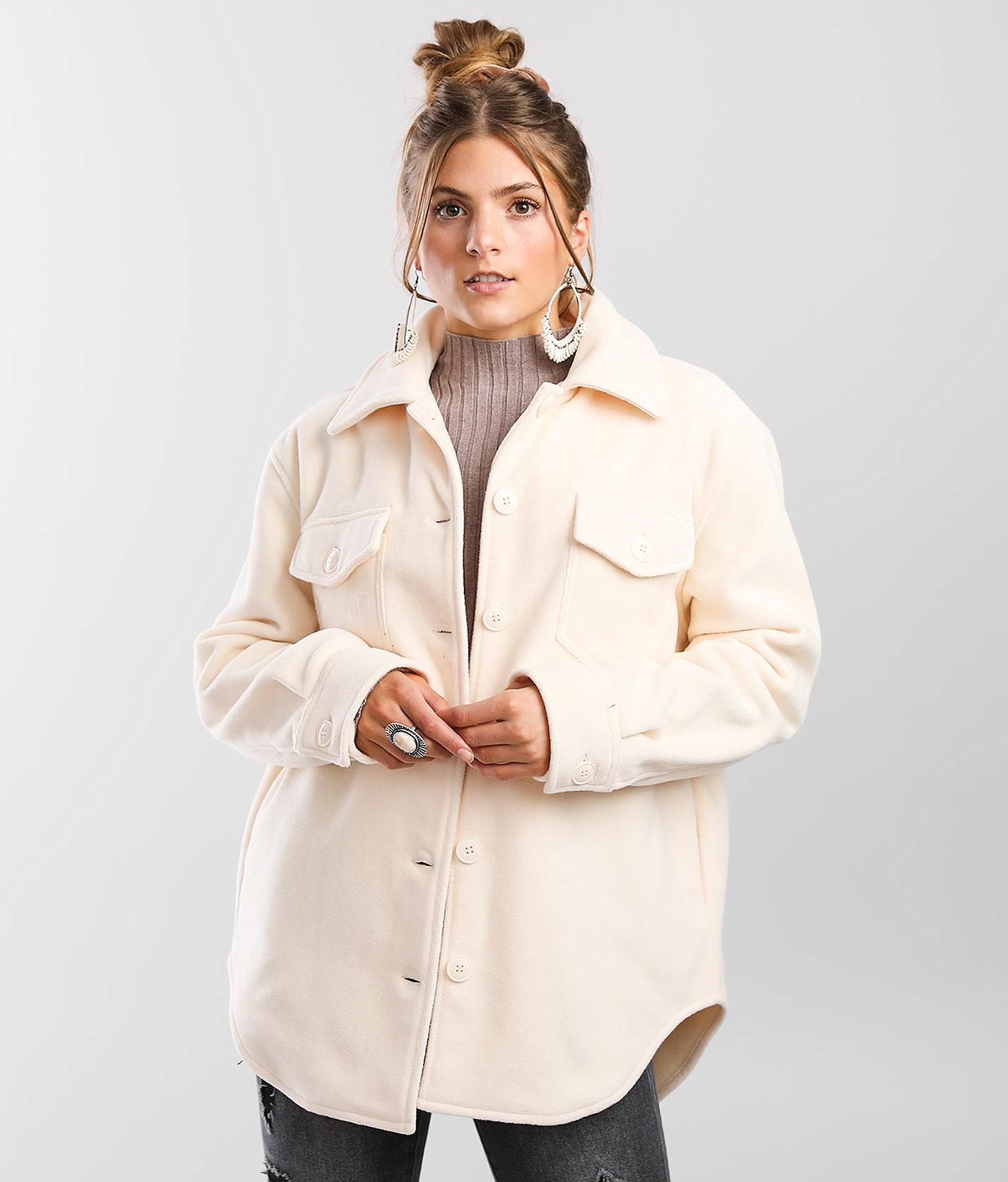 Shinestar Fleece Shacket - Women's Coats & Jackets in Pearl Shinestar Fleece Shacket - Women's Coats & Jackets in Pearl