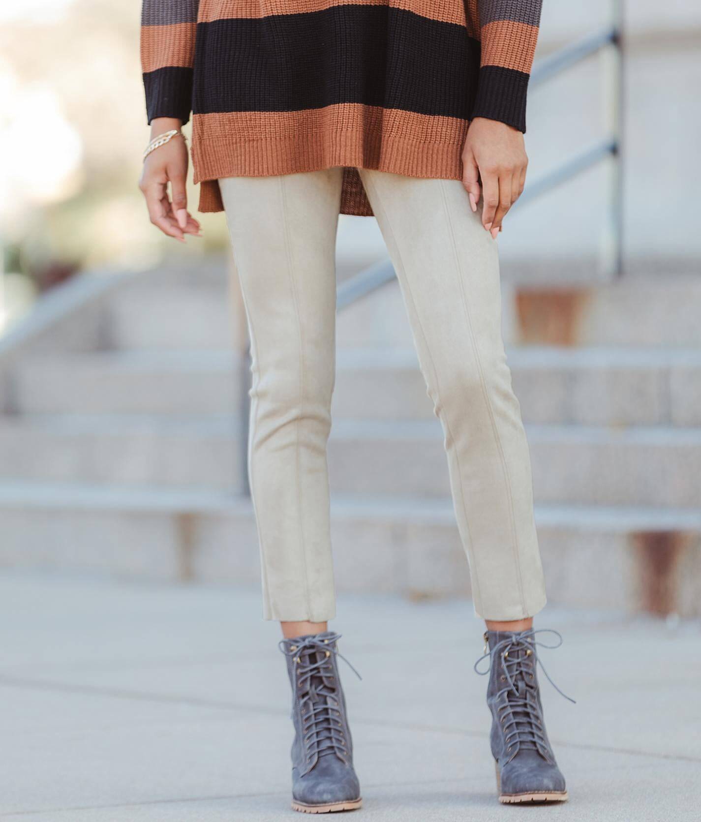 suede leggings beige