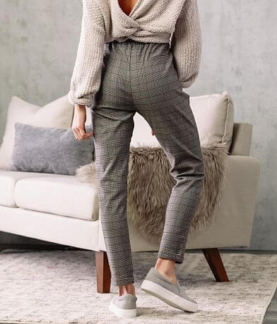Shinestar Plaid Jogger Stretch Pant BACK