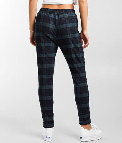 Shinestar Plaid Stretch Cuffed Jogger Pant back view