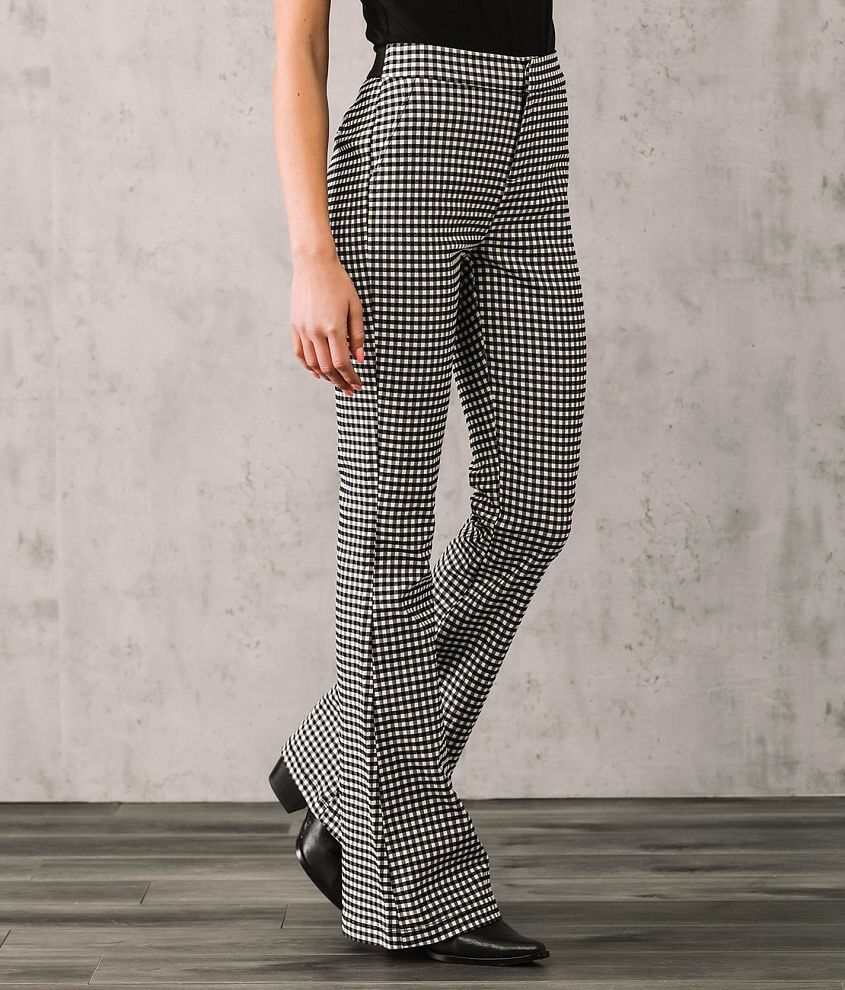 Shinestar Gingham Flare Stretch Pant front view