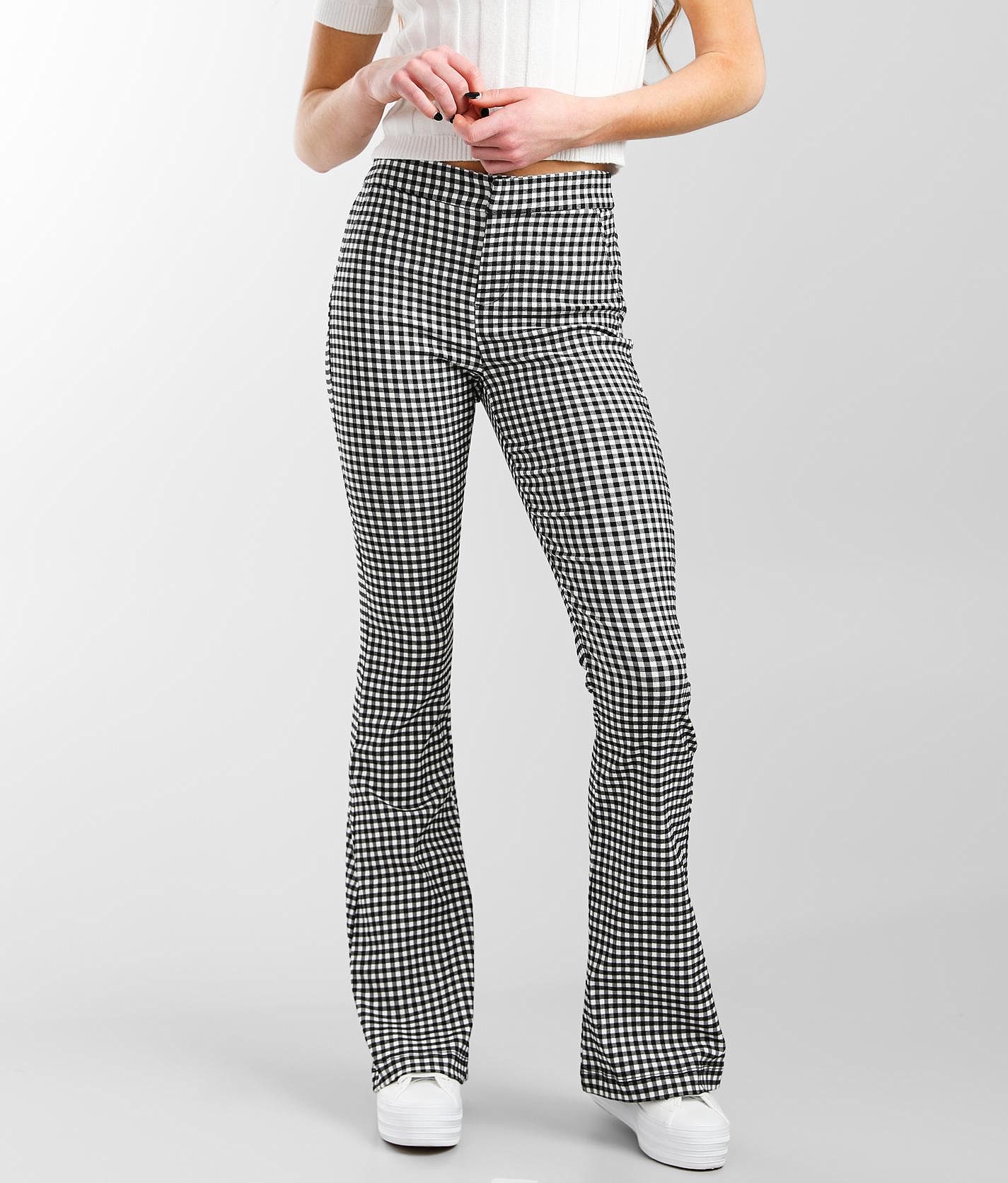 Shinestar Gingham Flare Stretch Pant - Women's Pants in Black