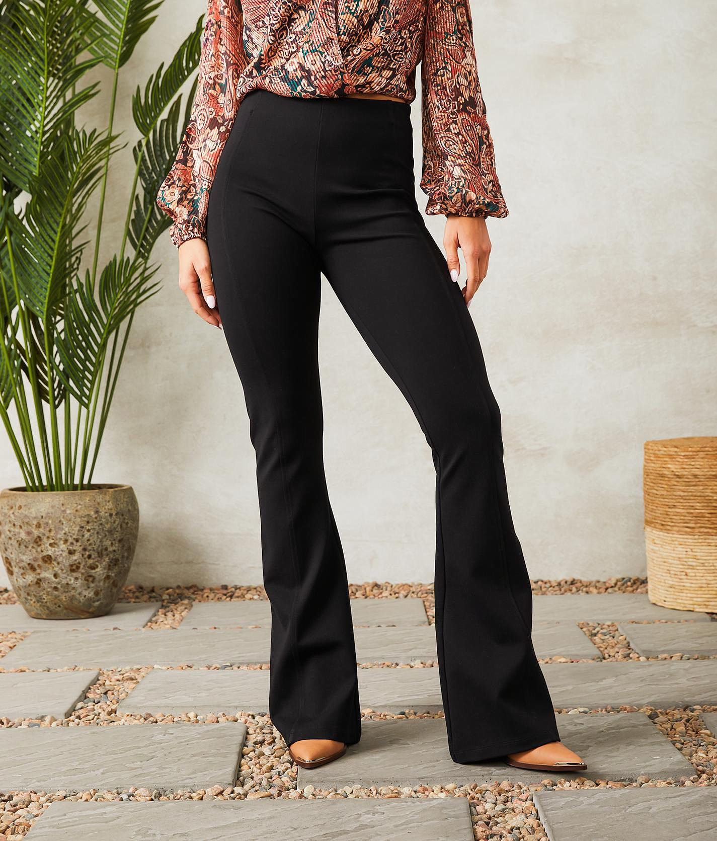 Shinestar Split Flare Pant - Women's Pants in Black