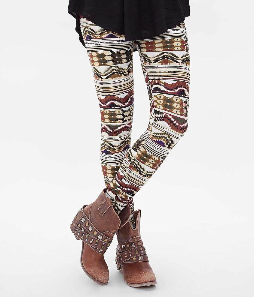 ShoSho Fashion Southwestern Legging - Women's Leggings in Olive Oxblood  Multi