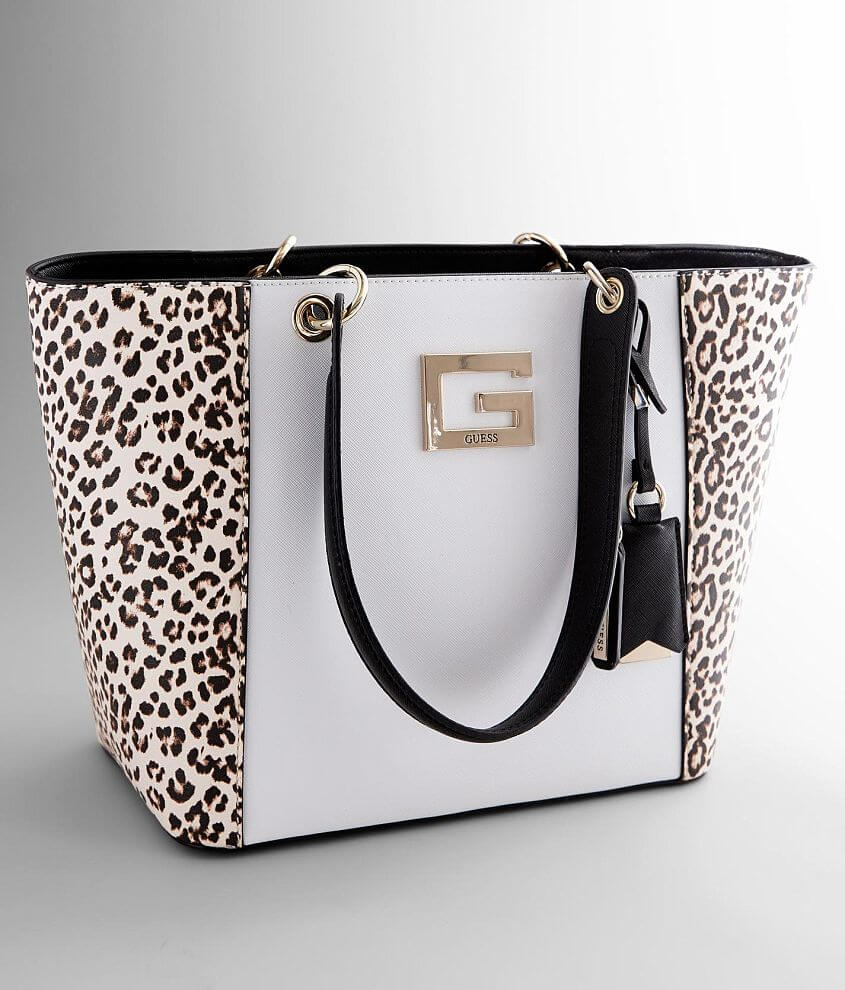Image of Guess Kamyrn Leopard Shopper Purse