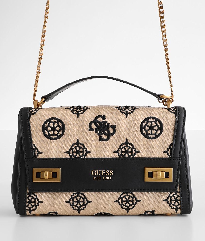 GUESS® ᐉ Katey Raffia Mini Satchel 【Black floral print;Black