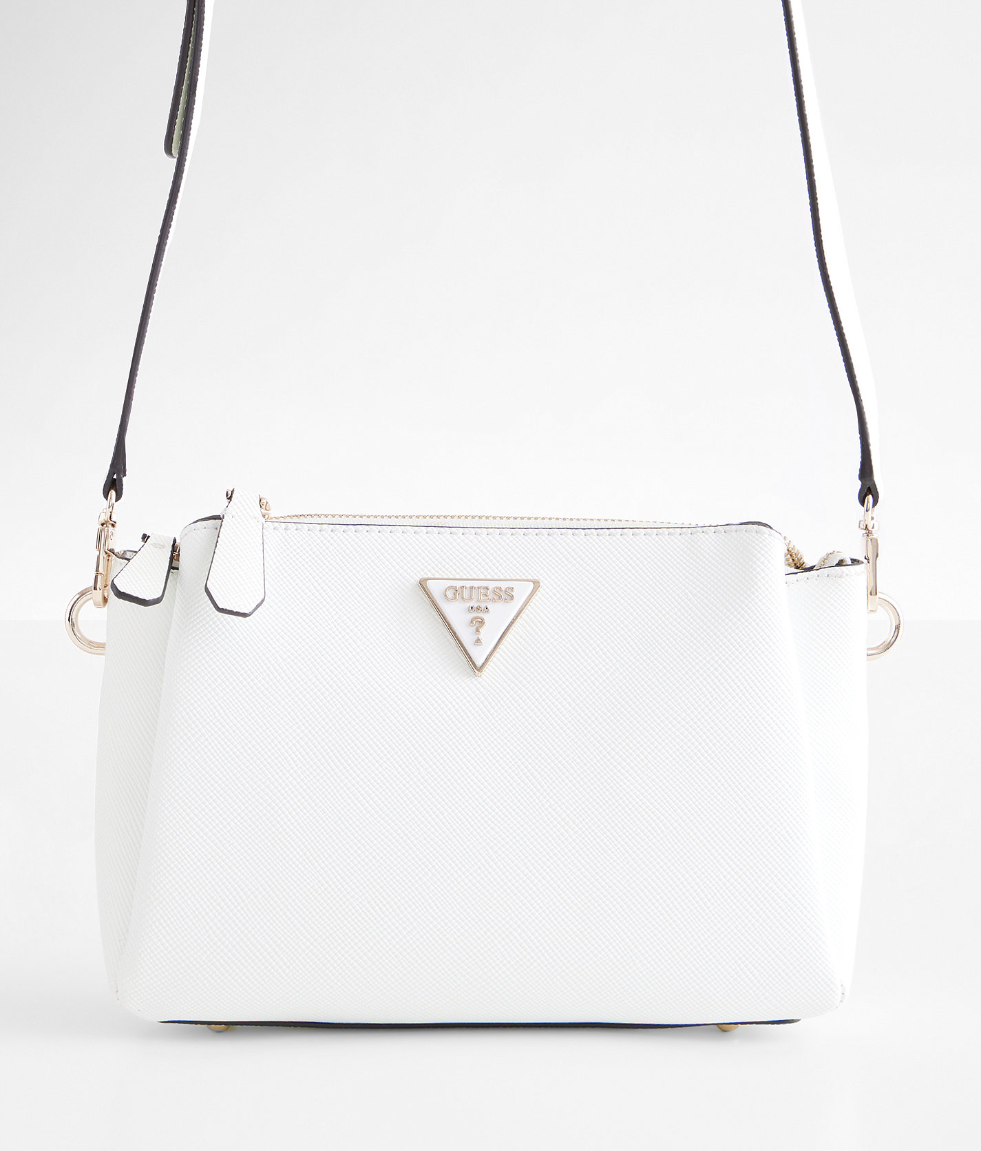 GUESS Silvye Schultertasche White – Wandelbare Crossbody Bag Mit Krokoleder-Optik, 26x14x6 Cm