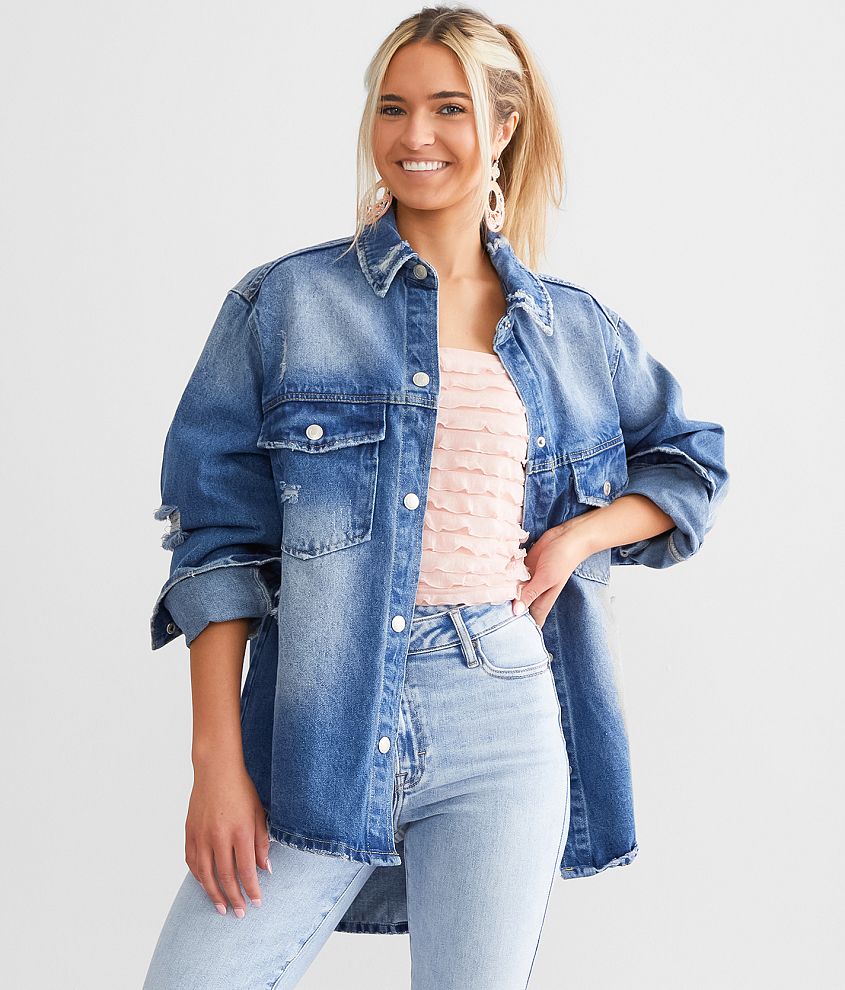 Signature 8 Distressed Denim Shacket - Women's Coats