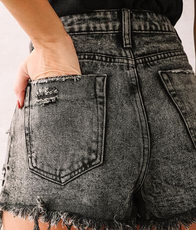 Signature 8 High Rise Acid Wash Short back pocket view