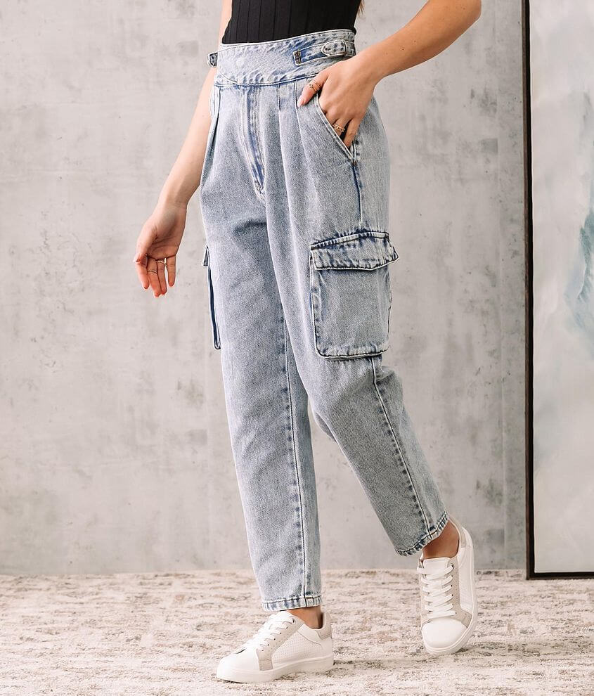  Straight Cargo Pants Women Denim Jeans Woman High