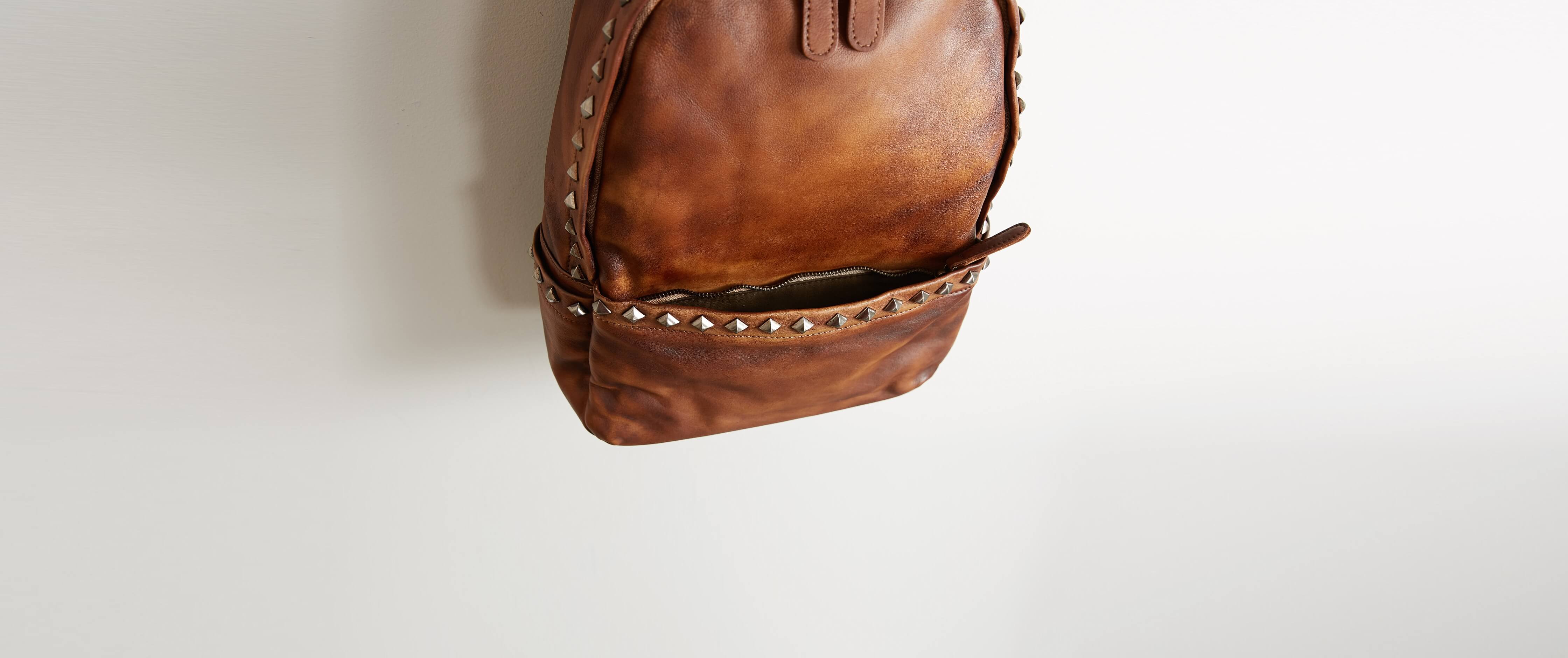Diophy Studded Backpack - Clothing in Cognac | Buckle display picture 2