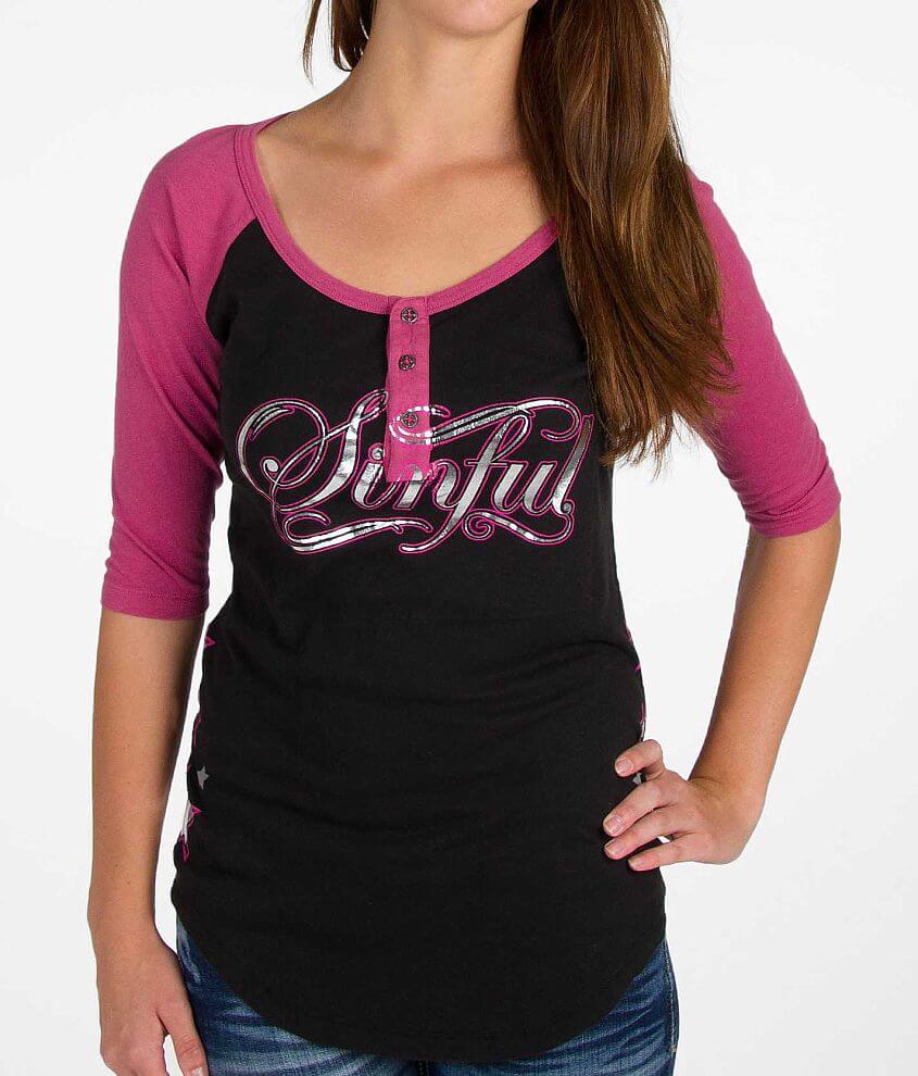 Sinful Amelia Henley T-Shirt front view